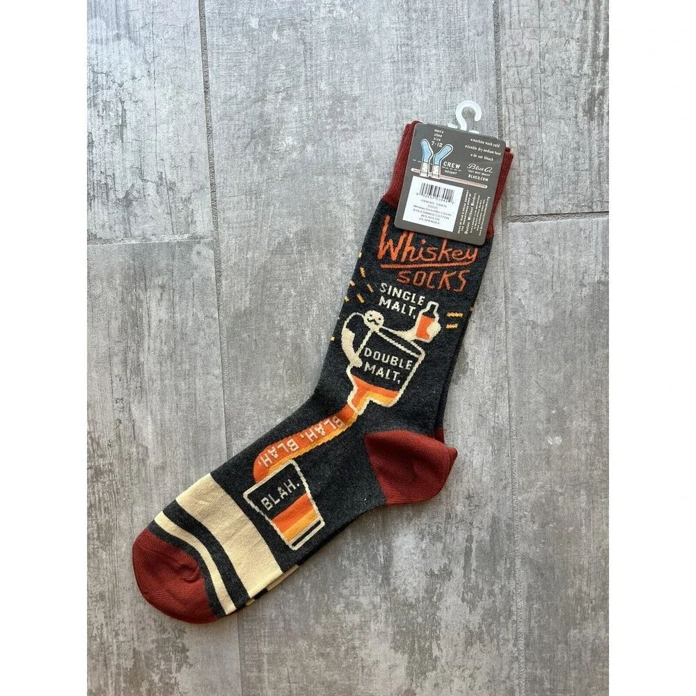 Whiskey Men Crew Socks Funny White Elephant Blue-Q Snarky Booze Fashion NEW 7-12